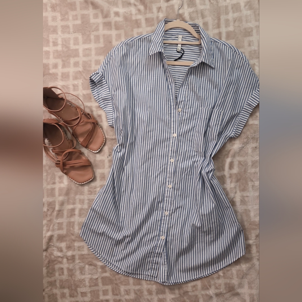 Striped Button-Up Shirt Size Large